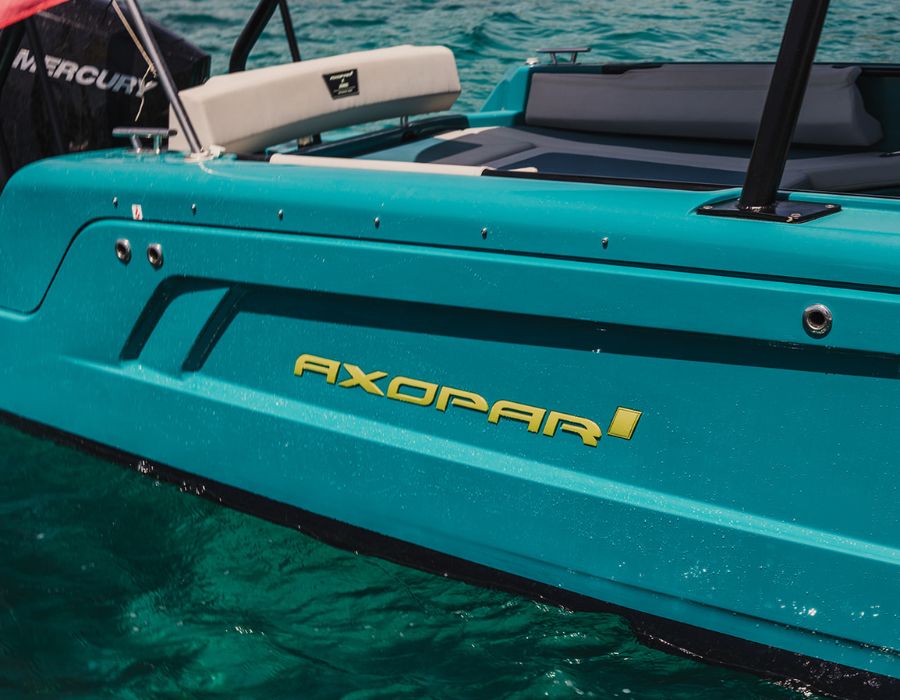 Jobe Revolve inflatable towed behind the Axopar 22 Spyder